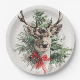 Weihnachtshirsch-Papierplatten mit Fantasie-Motiv Pappteller