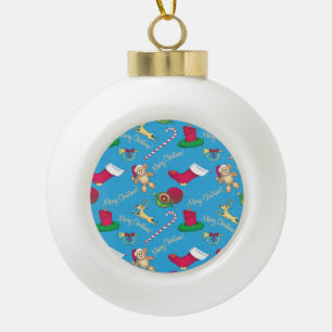 Weihnachtshirsche, Bär und Kerze Keramik Kugel-Ornament