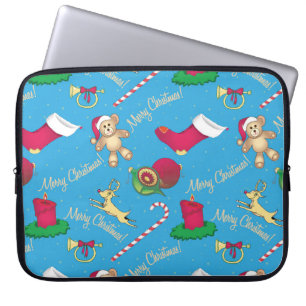 Weihnachtshirsche, Bär und Kerze Laptopschutzhülle