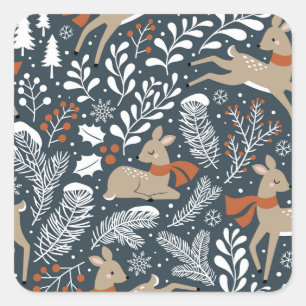 Weihnachtshirsche, festliches Design Quadratischer Aufkleber