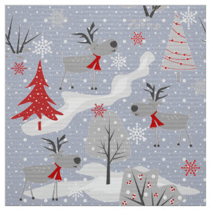 Weihnachtshirsche im Wald. Stoff