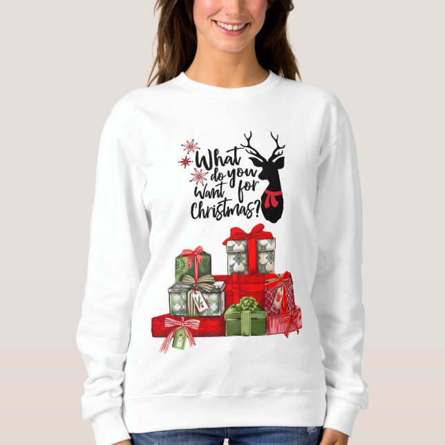 Weihnachtshirsche und Wrapped Presents Sweatshirt (Vorderseite)