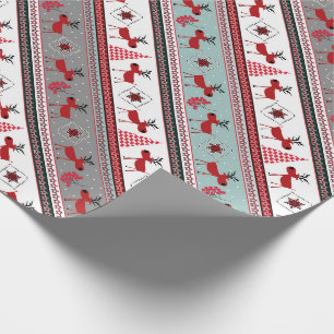 Weihnachtshirsche, Weihnachtsbäume, Schneeflocken, Geschenkpapier