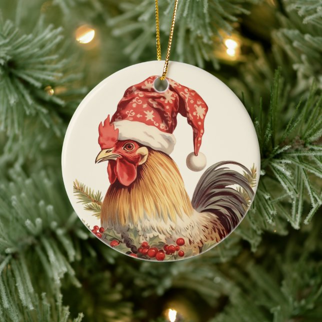 Weihnachtshirse fügt Text Aquarell Keramik hinzu Keramik Ornament (Baum)