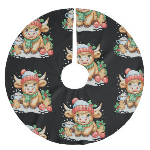 Weihnachtshochlandkuh Süße Färse Mooey Weihnachtsm Polyester Weihnachtsbaumdecke