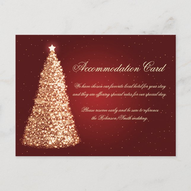 Weihnachtshochzeits-Anpassungs-Goldrot Feiertagspostkarte (Vorderseite)
