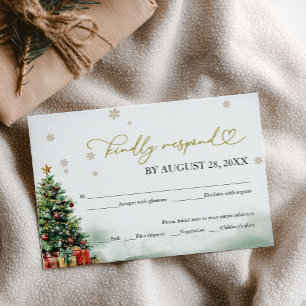 Weihnachtshochzeits-Antwort mit Essensoptionen RSVP Karte