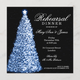Weihnachtshochzeits-Proben-Abendessen-Blau Einladung
