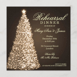 Weihnachtshochzeits-Proben-Abendessen-Gold Einladung