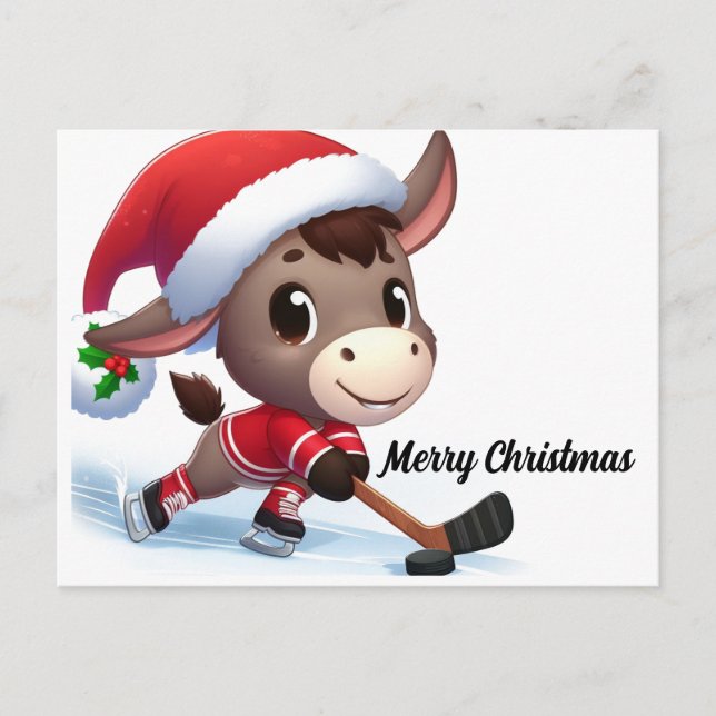 Weihnachtshockey-Donkey Postkarte (Vorderseite)