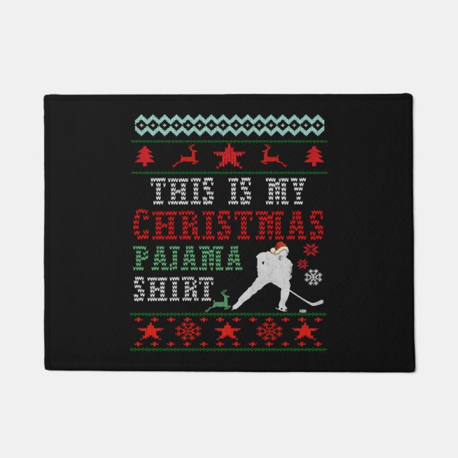 Weihnachtshockey Fußmatte (Vorderseite)