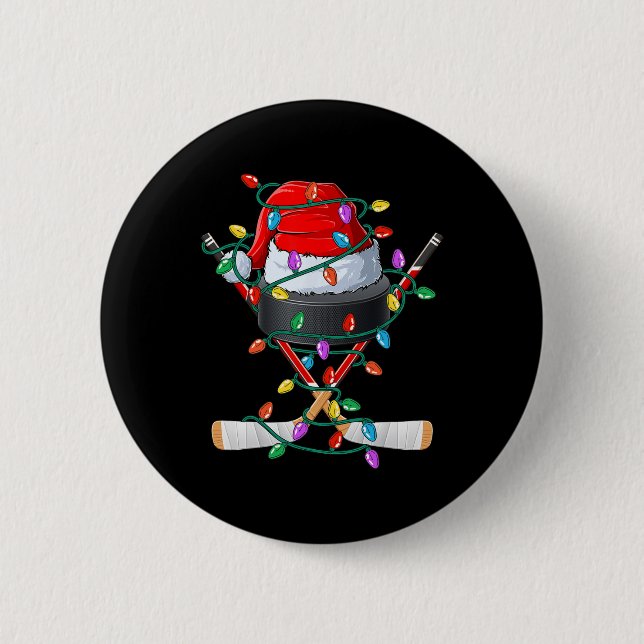 Weihnachtshockey Xmas Weihnachtssport Hat Ball Kin Button (Vorderseite)