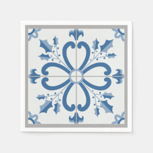 Weihnachtsholz und Blume Blütenblätter Serviette