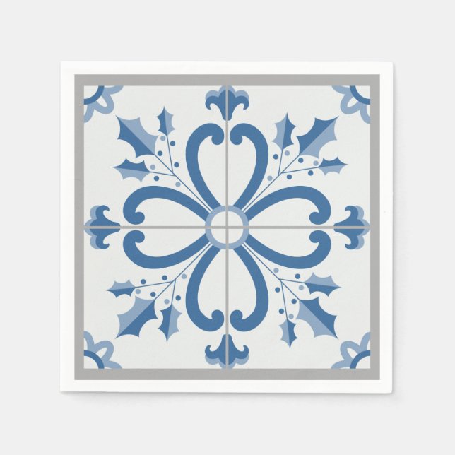 Weihnachtsholz und Blume Blütenblätter Serviette (Vorderseite)