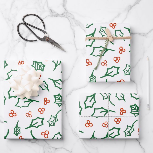 Weihnachtsholzpapier Geschenkpapier Set (Vorderseite)