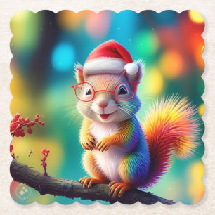 Weihnachtshörnchen als Weihnachtsmann-56765 Untersetzer