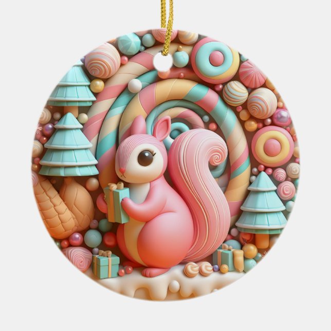 Weihnachtshörnchen Keramik Ornament (Vorne)