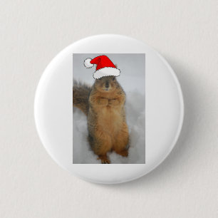 Weihnachtshörnchen mit dem Weihnachtsmann Button