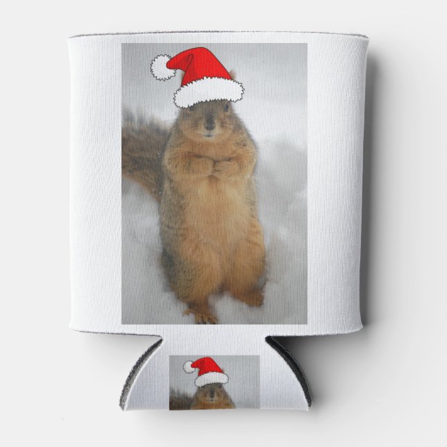 Weihnachtshörnchen mit dem Weihnachtsmann Dosenkühler (Vorderseite)