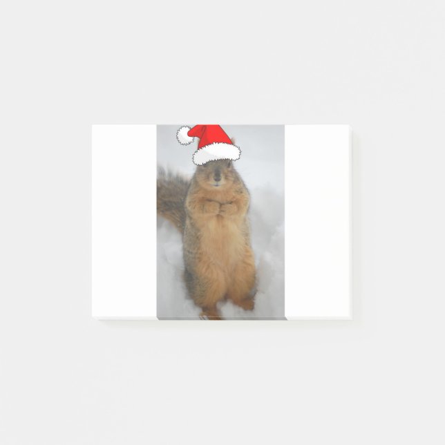 Weihnachtshörnchen mit dem Weihnachtsmann Post-it Klebezettel (Vorderseite)