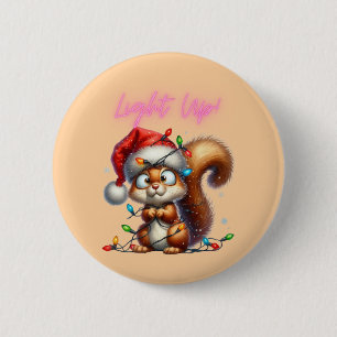 Weihnachtshörnchen mit festlicher Lichtkarte Button