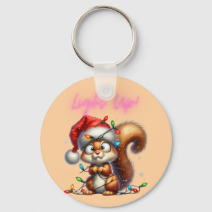 Weihnachtshörnchen mit festlicher Lichtkarte Schlüsselanhänger