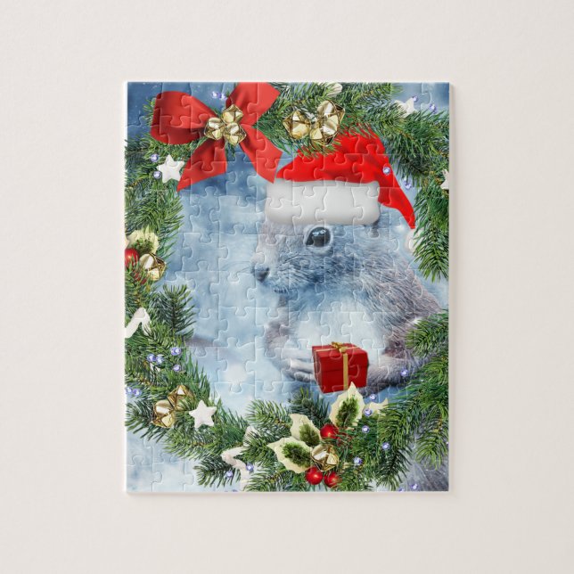 Weihnachtshörnchen mit Holiday Wreath Jigsaw (Vertikal)