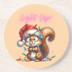 Weihnachtshörnchen mit Lights Fun Holiday Card Getränkeuntersetzer