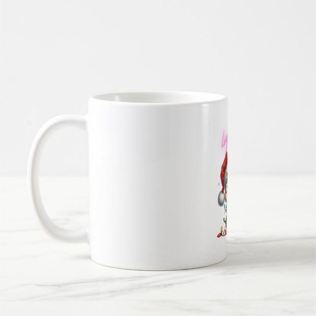 Weihnachtshörnchen mit Lights Fun Holiday Card Kaffeetasse (Links)