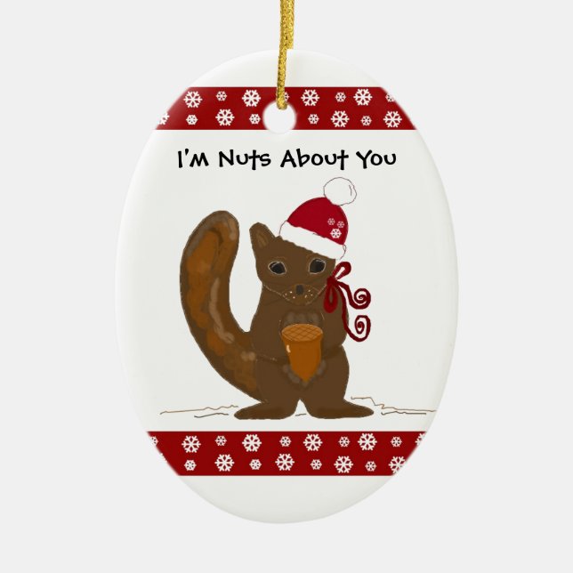 Weihnachtshörnchen mit Niedlichem Sprichwort Keramik Ornament (Vorne)