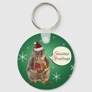Weihnachtshörnchen mit Schneeflocken Schlüsselanhänger