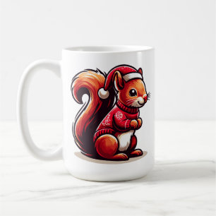 Weihnachtshörnchen mit Weihnachtsmannmütze, Weihna Kaffeetasse