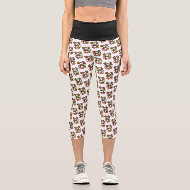 Weihnachtshosen mit hoher Taille Capris (Vorderseite)