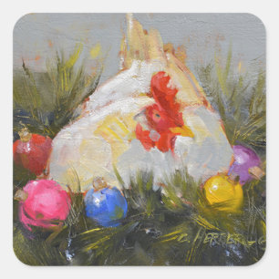 Weihnachtshuhn Quadratischer Aufkleber