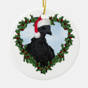 Weihnachtshuhn * Svart Hona Keramik Ornament