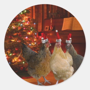 Weihnachtshühner Runder Aufkleber
