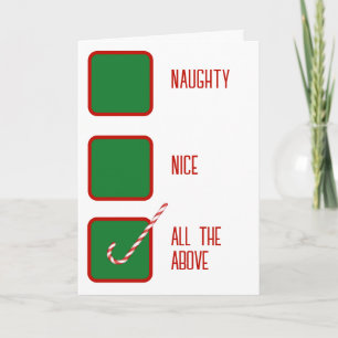 Weihnachtshumor Unartige oder Artige Kontrollkästc Karte