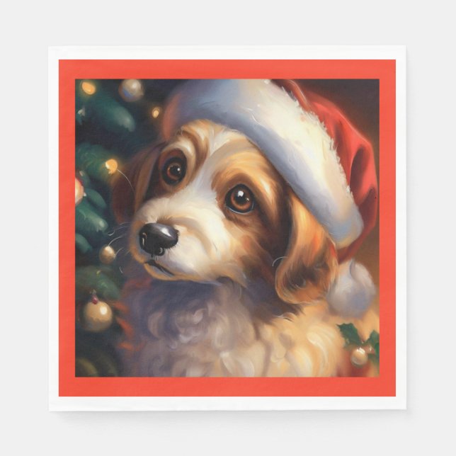 Weihnachtshund 2 serviette (Vorderseite)