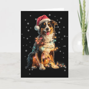 Weihnachtshund Australian Shepherd Weihnachtsmann Karte