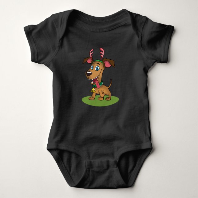 Weihnachtshund Baby Strampler (Vorderseite)