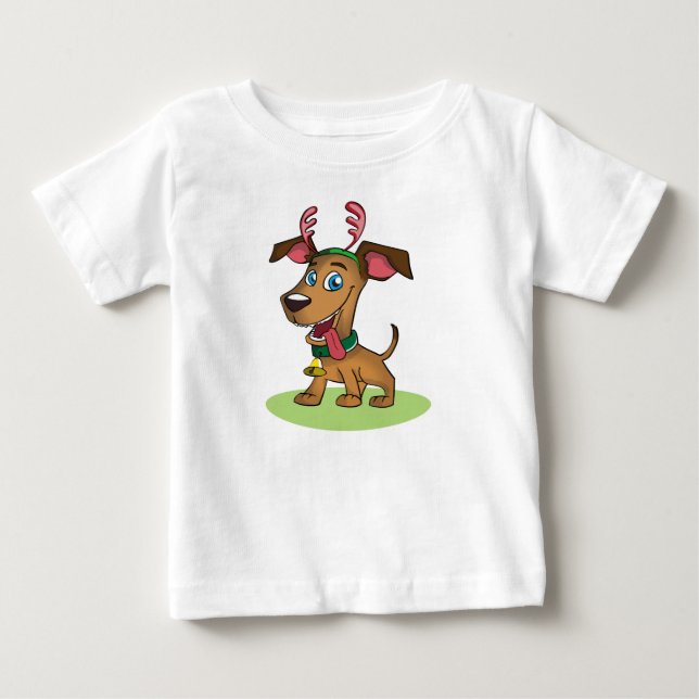 Weihnachtshund Baby T-shirt (Vorderseite)