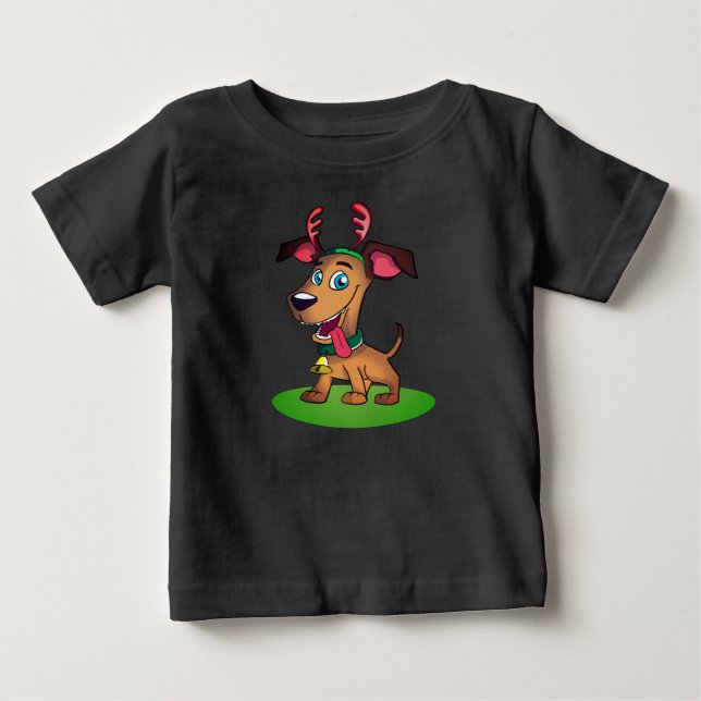 Weihnachtshund Baby T-shirt (Vorderseite)