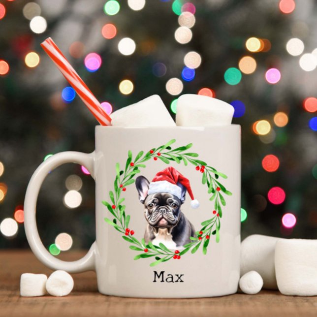 Weihnachtshund Black Frenchie French Bulldog Santa Kaffeetasse (Von Creator hochgeladen)