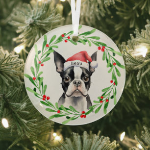 Weihnachtshund Boston Terrier Terrier Holidays Hau Ornament Aus Glas