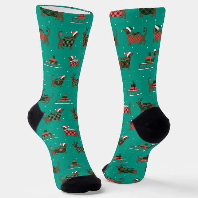 Weihnachtshund Dackel Socken (Gewinkelt)