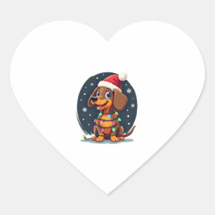 Weihnachtshund Dackel Weihnachten Dackel 2 Herz-Aufkleber