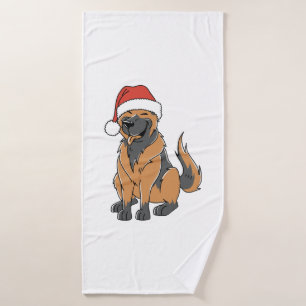 Weihnachtshund des Deutschen Schäferhunds in der W Badehandtuch