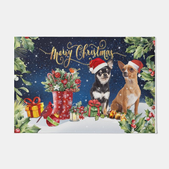 Weihnachtshund Doormat, Chihuahua Liebesgeschenk Fußmatte (Vorderseite)
