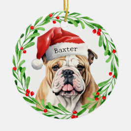 Weihnachtshund Englisch Bulldog Rasse Weihnachtsfe Keramik Ornament