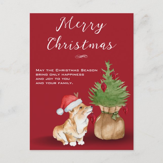 Weihnachtshund Feiertagspostkarte (Vorderseite)